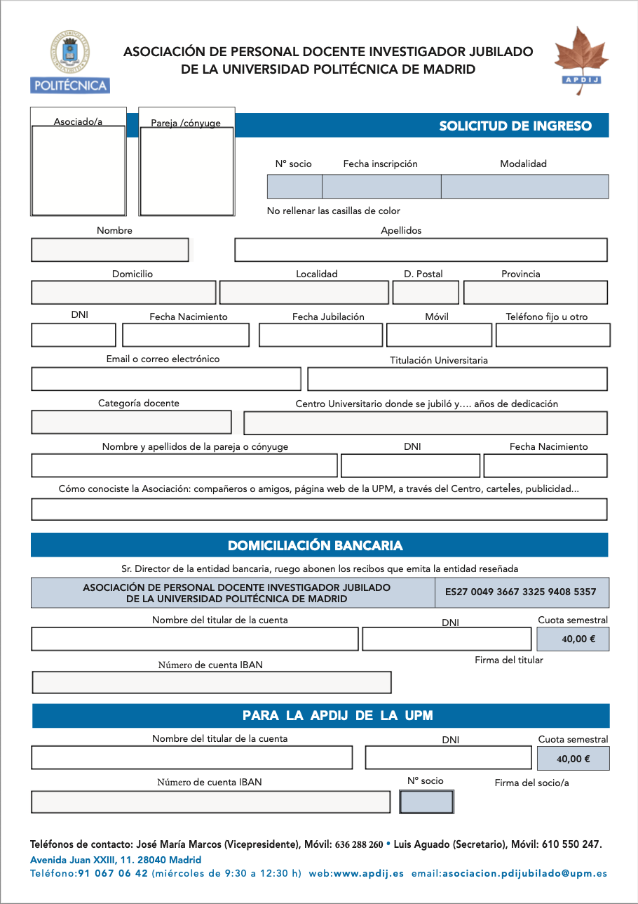 Hoja de Inscripción