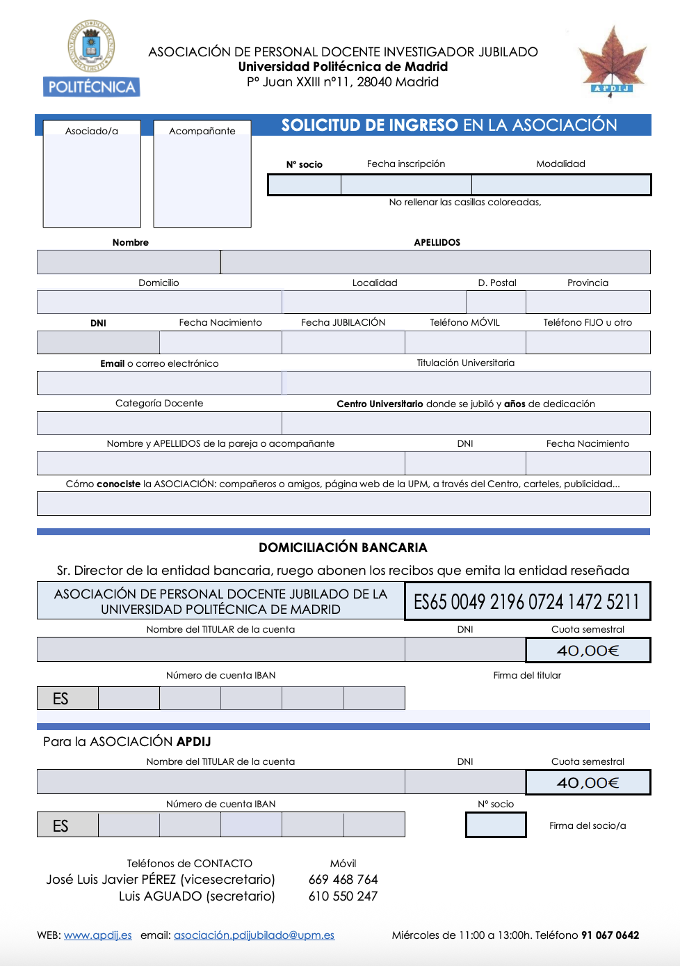 Ficha inscripción 2026 Hoja de Inscripción