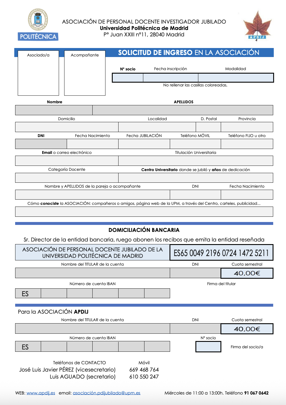 Hoja de Inscripción